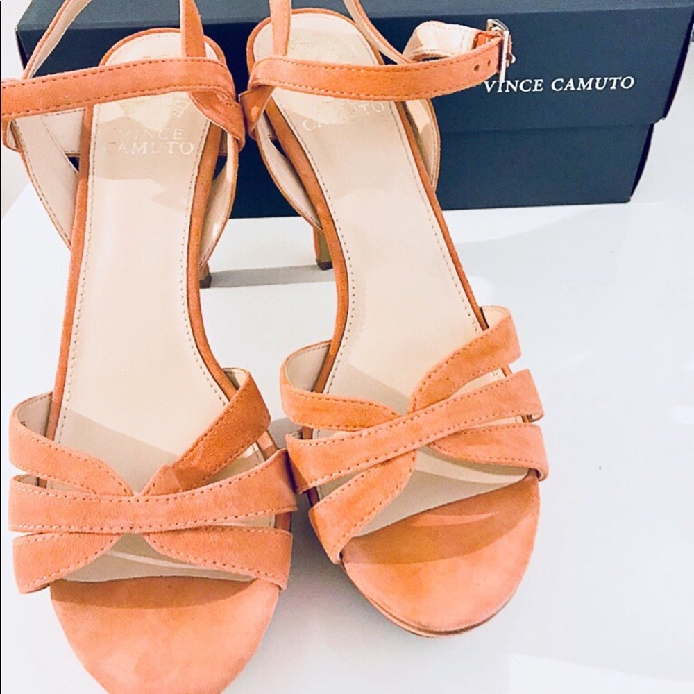 Vince Camuto Strappy Suede Heels.